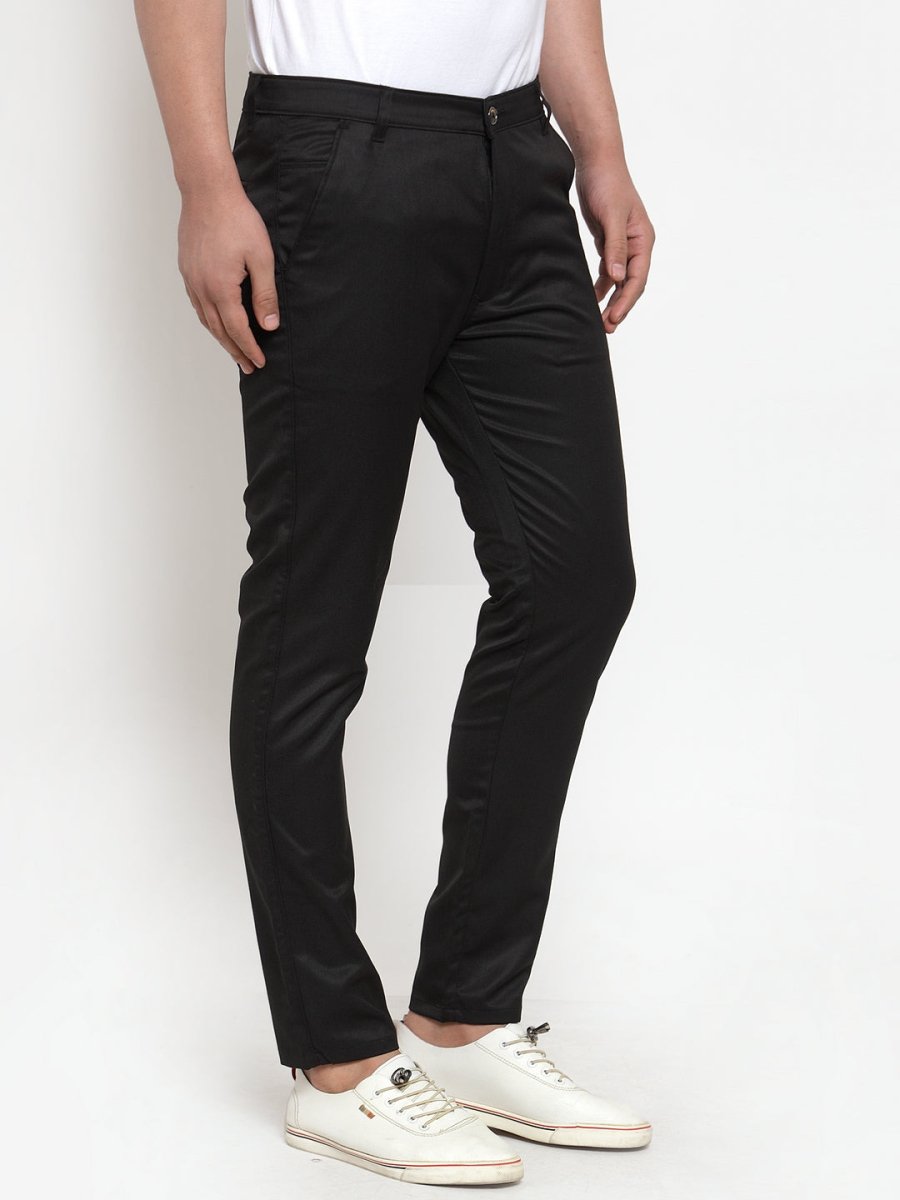 Indian Needle Men's Black Solid Formal Trousers - FGP_253Black_30