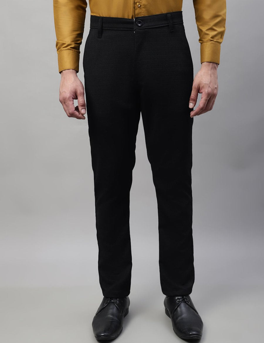 Indian Needle Men's Black Tapered Fit Formal Trousers - FGP_276Black_30