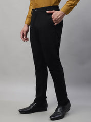 Indian Needle Men's Black Tapered Fit Formal Trousers - FGP_276Black_30
