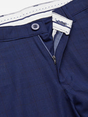 Indian Needle Men's Blue Checked Formal Trousers - FGP_270Blue_30