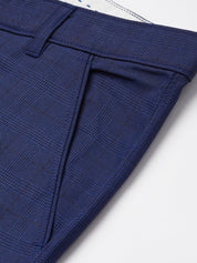 Indian Needle Men's Blue Checked Formal Trousers - FGP_270Blue_30