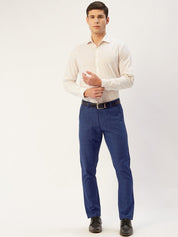 Indian Needle Men's Blue Checked Formal Trousers - FGP_270Blue_30