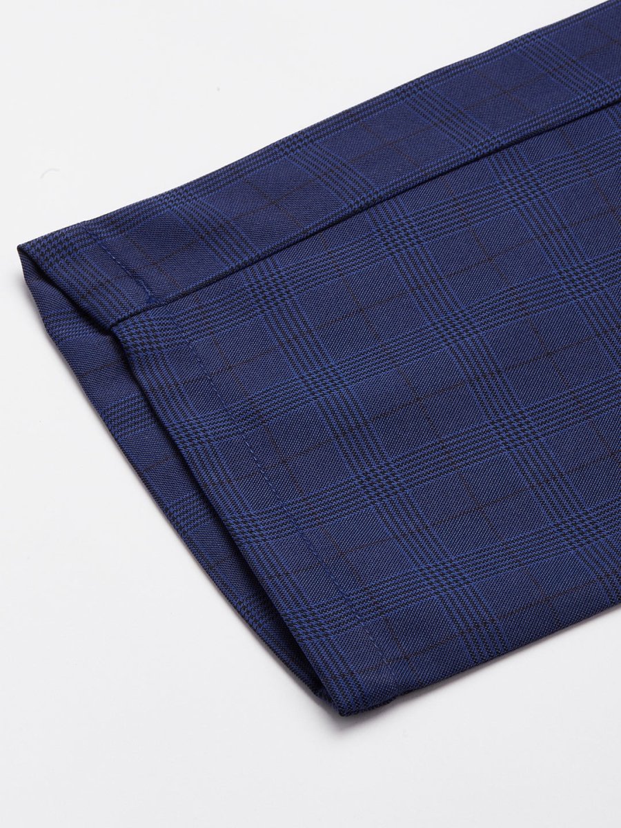 Indian Needle Men's Blue Checked Formal Trousers - FGP_270Blue_30