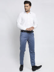 Indian Needle Men's Blue Cotton Solid Formal Trousers - FGP_265Indigo_30