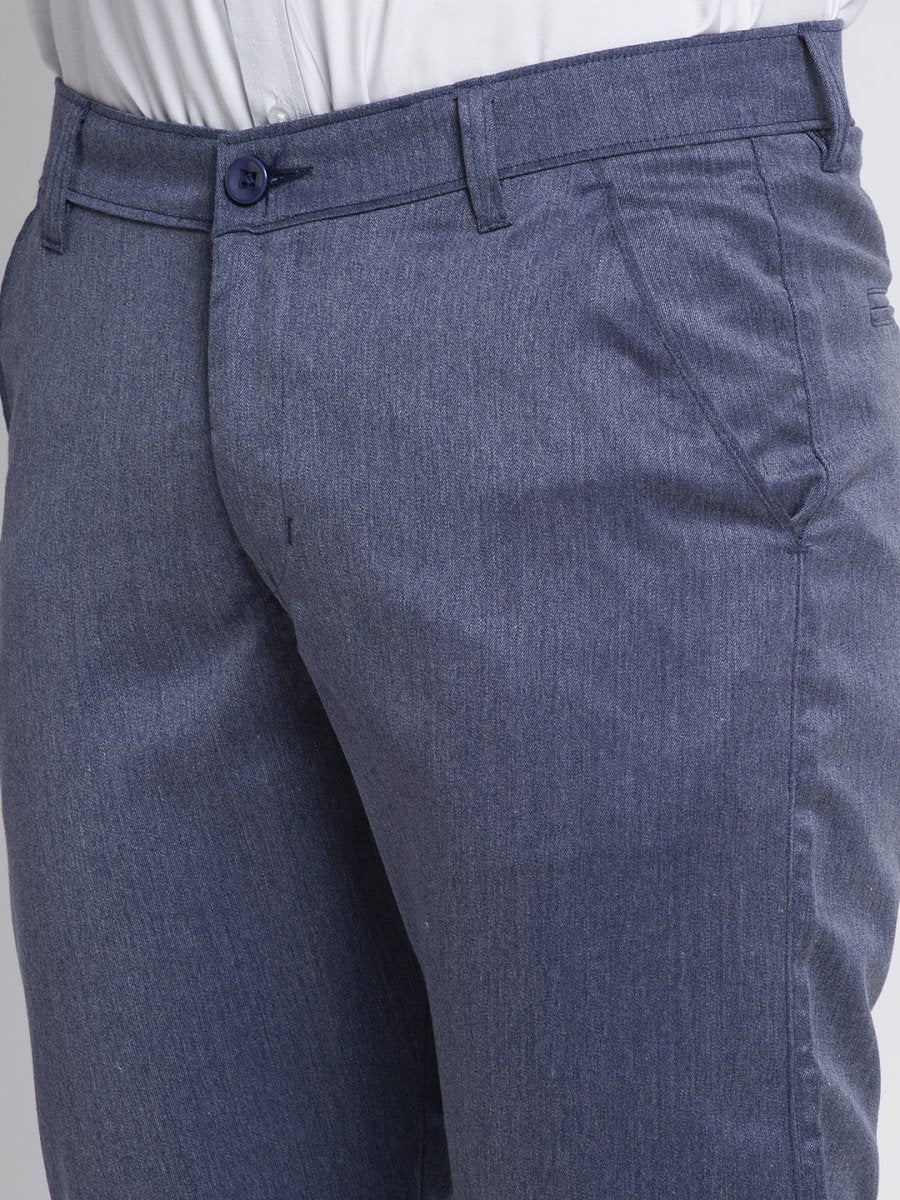 Indian Needle Men's Blue Cotton Solid Formal Trousers - FGP_265Navy_30