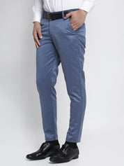 Indian Needle Men's Blue Cotton Solid Formal Trousers - FGP_265Indigo_30
