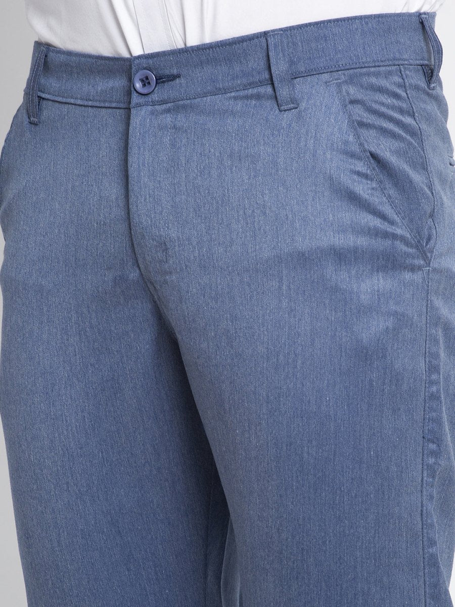 Indian Needle Men's Blue Cotton Solid Formal Trousers - FGP_265Indigo_30
