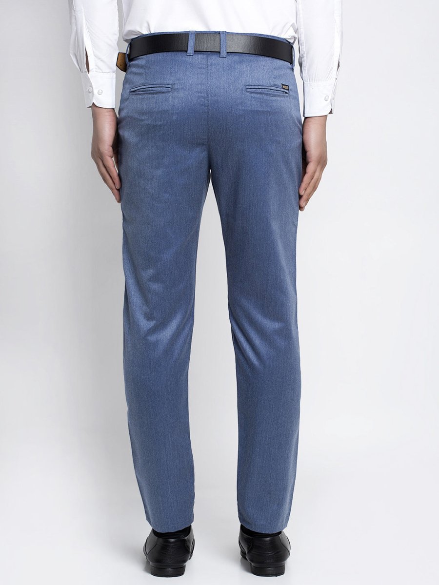 Indian Needle Men's Blue Cotton Solid Formal Trousers - FGP_265Indigo_30