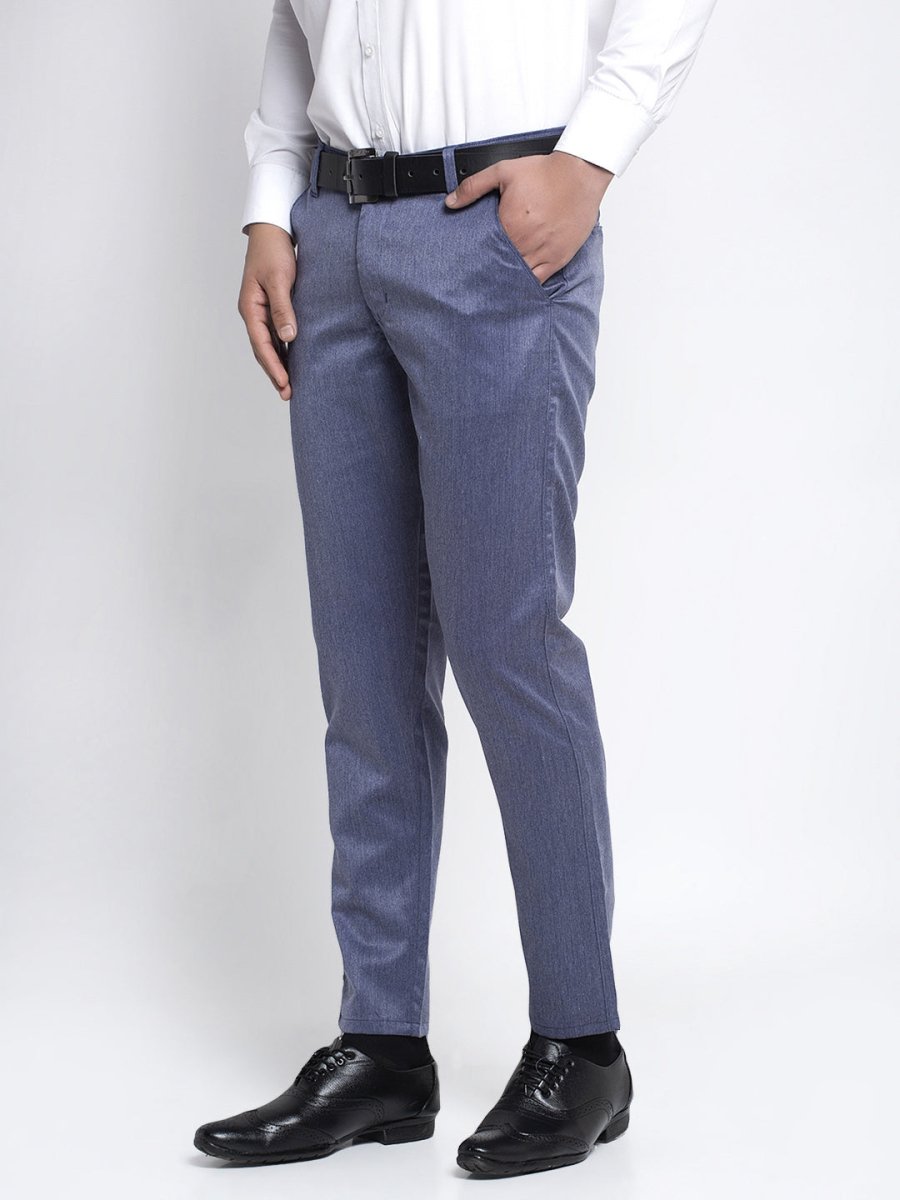 Indian Needle Men's Blue Cotton Solid Formal Trousers - FGP_265Navy_30