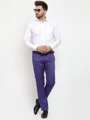 Indian Needle Men's Blue Cotton Striped Formal Trousers - FGP_255Royal-Blue_30