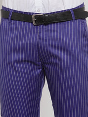 Indian Needle Men's Blue Cotton Striped Formal Trousers - FGP_255Royal-Blue_30