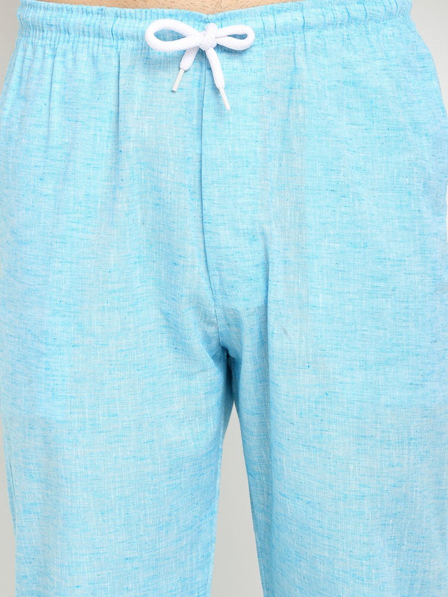 Indian Needle Men's Blue Linen Cotton Track Pants - JOG_021Sky_28