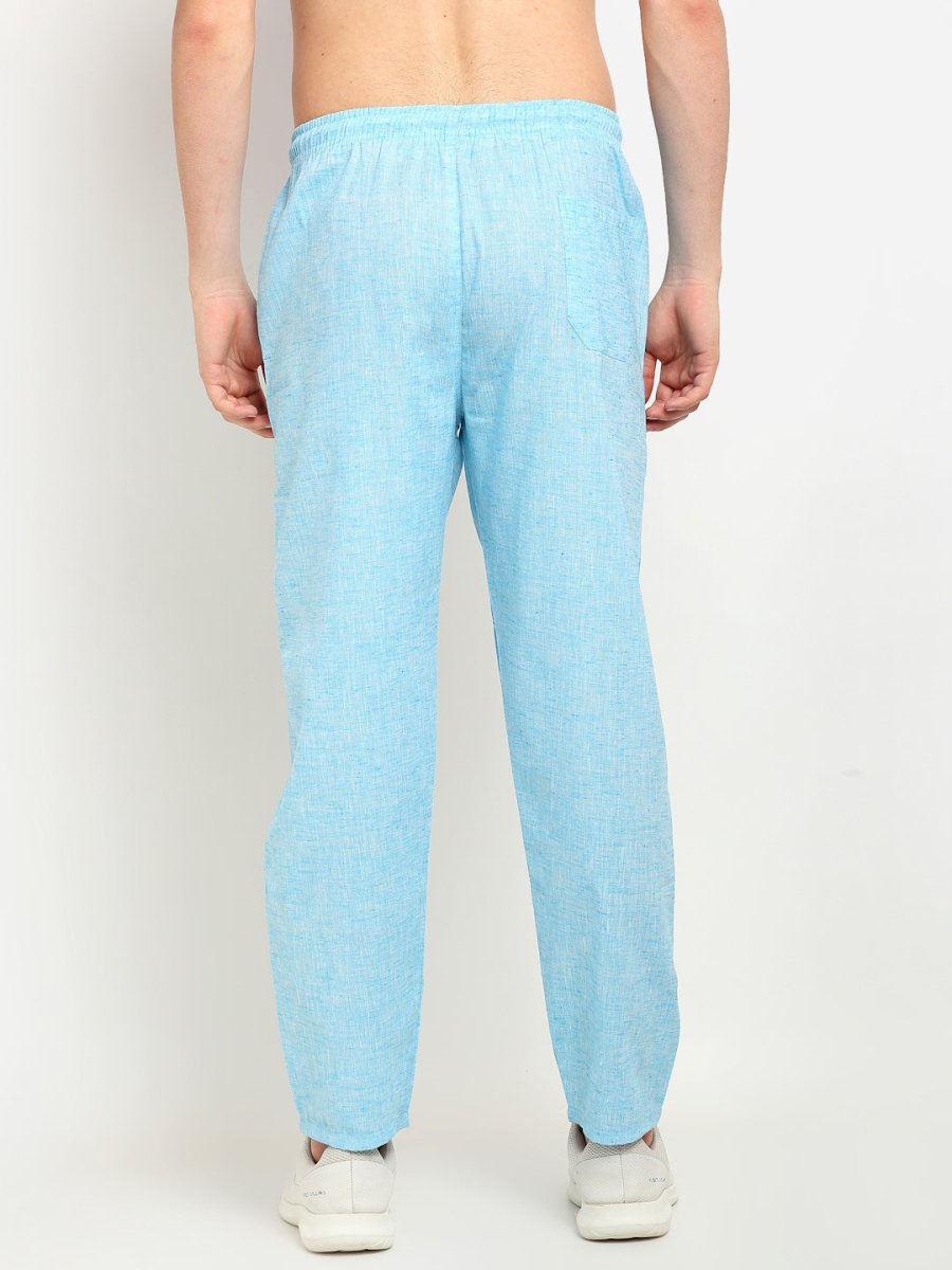 Indian Needle Men's Blue Linen Cotton Track Pants - JOG_021Sky_28
