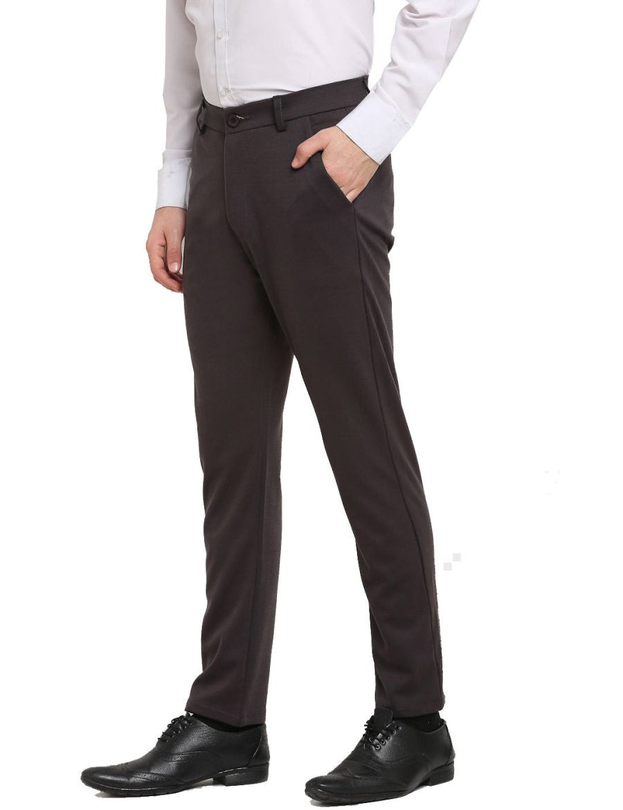 Indian Needle Men's Brown 4-Way Lycra Tapered Fit Trousers - FGP_269Brown_30