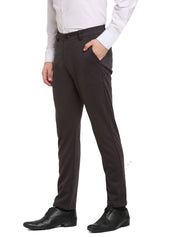 Indian Needle Men's Brown 4-Way Lycra Tapered Fit Trousers - FGP_269Brown_30