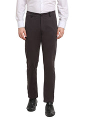 Indian Needle Men's Brown 4-Way Lycra Tapered Fit Trousers - FGP_269Brown_30