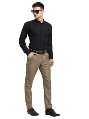 Indian Needle Men's Brown Cotton Checked Formal Trousers - FGP_267Dark-Brown_30