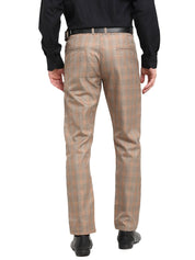 Indian Needle Men's Brown Cotton Checked Formal Trousers - FGP_267Brown_30