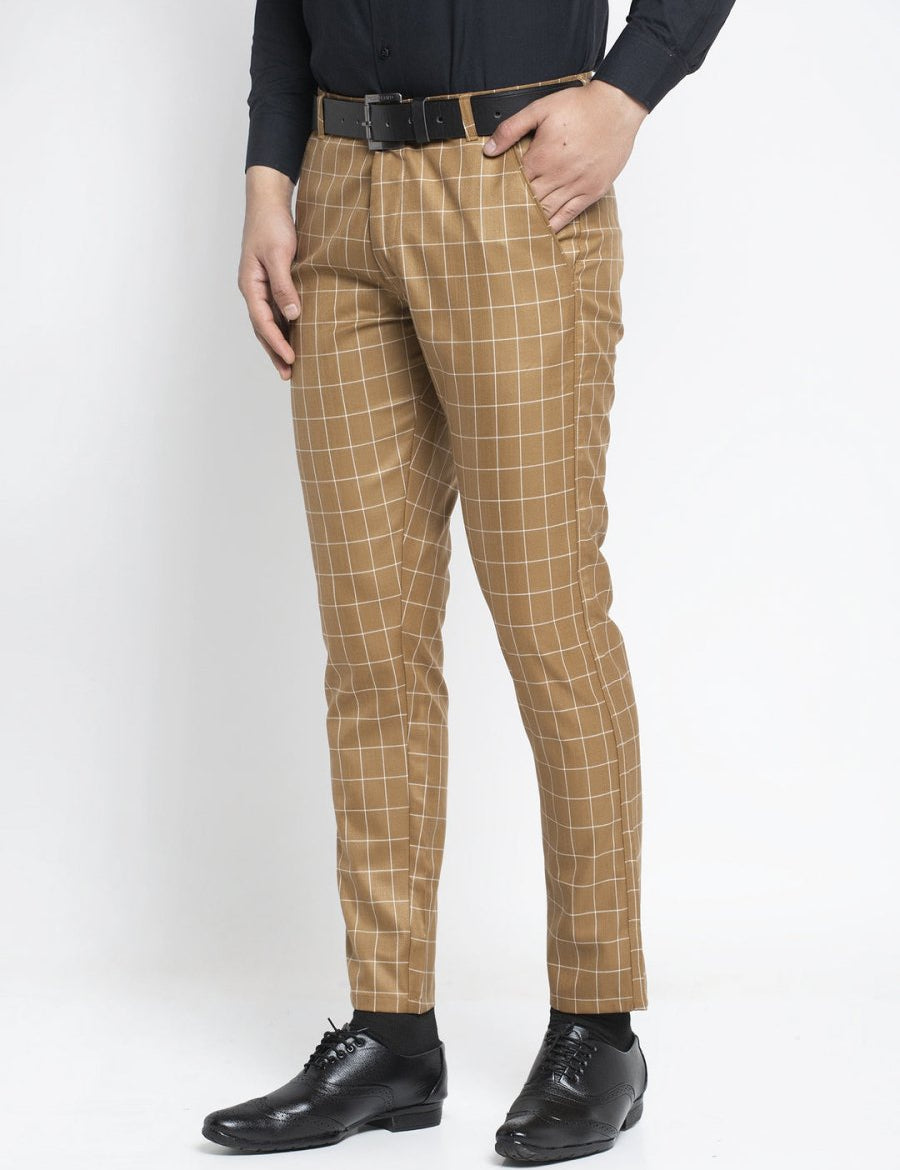 Indian Needle Men's Brown Formal Trousers - FGP_260Brown_30