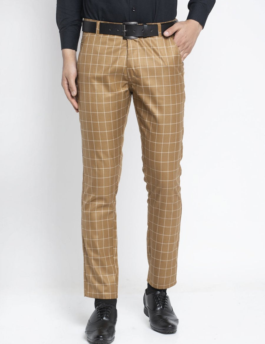 Indian Needle Men's Brown Formal Trousers - FGP_260Brown_30
