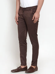 Indian Needle Men's Brown Solid Formal Trousers - FGP_253Coffee_30