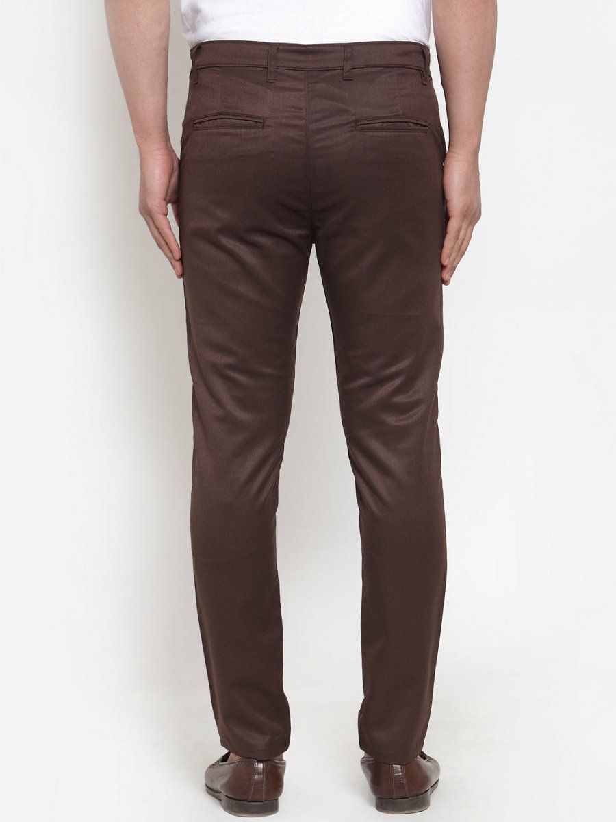 Indian Needle Men's Brown Solid Formal Trousers - FGP_253Coffee_30