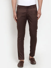 Indian Needle Men's Brown Solid Formal Trousers - FGP_253Coffee_30