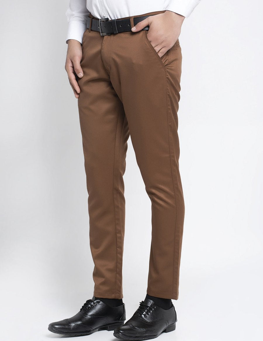 Indian Needle Men's Brown Tapered Fit Formal Trousers - FGP_253Dark-Brown_30