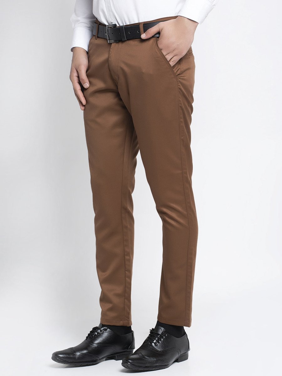 Indian Needle Men's Brown Tapered Fit Formal Trousers - FGP_253Dark-Brown_30