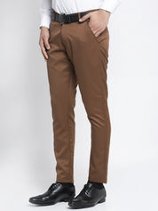 Indian Needle Men's Brown Tapered Fit Formal Trousers - FGP_253Dark-Brown_30