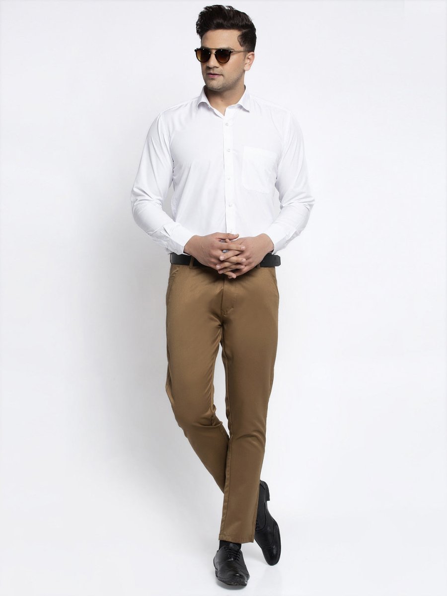 Indian Needle Men's Brown Tapered Fit Formal Trousers - FGP_253Brown_30