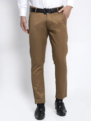 Indian Needle Men's Brown Tapered Fit Formal Trousers - FGP_253Brown_30