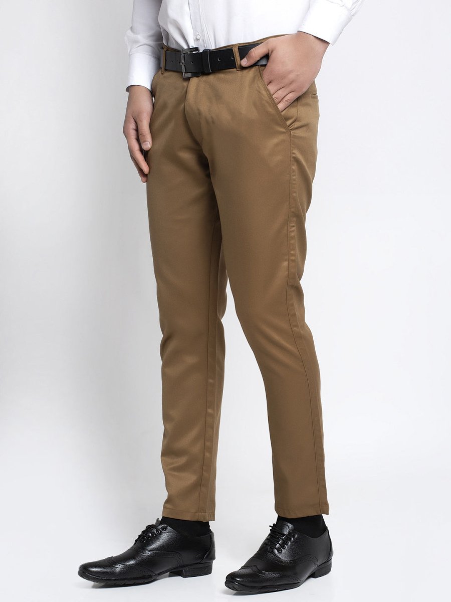 Indian Needle Men's Brown Tapered Fit Formal Trousers - FGP_253Brown_30