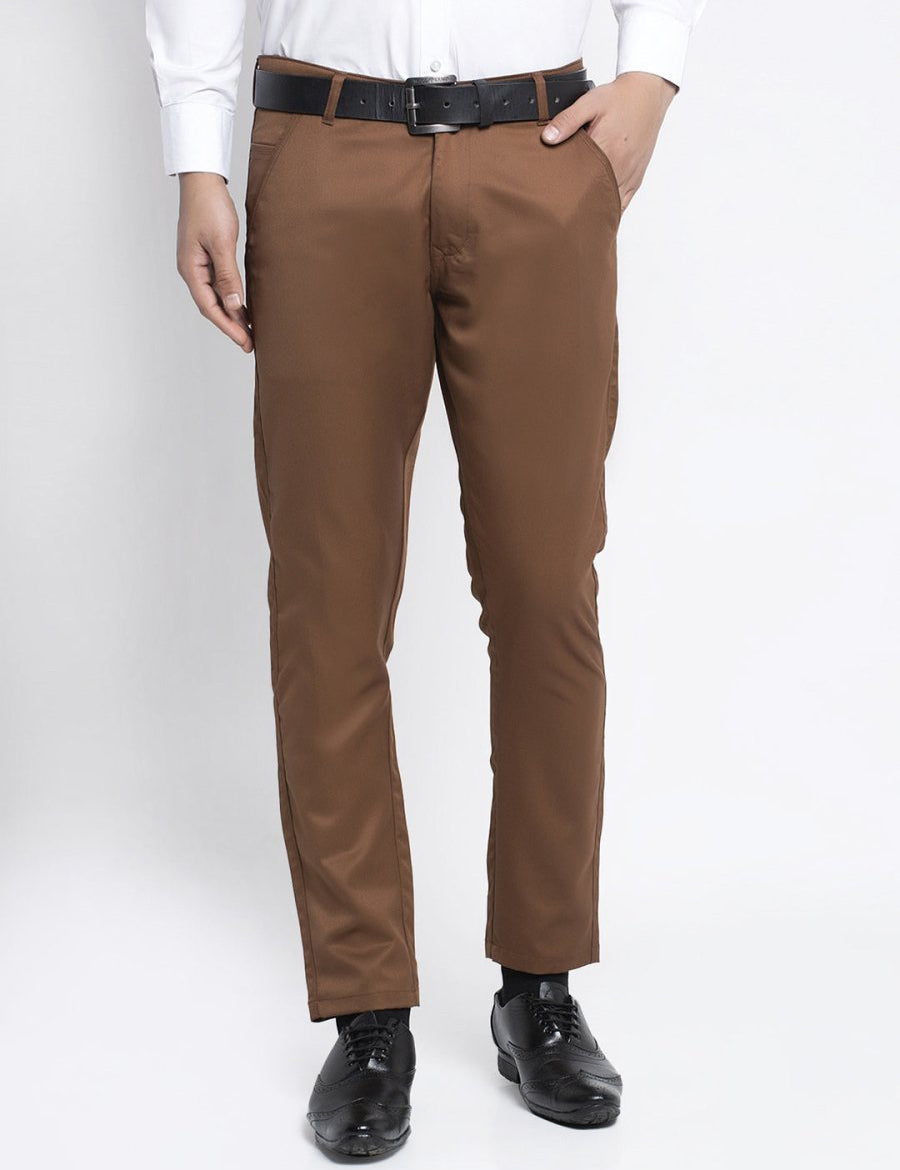Indian Needle Men's Brown Tapered Fit Formal Trousers - FGP_253Dark-Brown_30