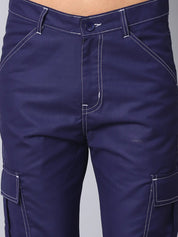 Indian needle Men's Casual Cotton Blend Solid Cargo Pants - KGP_156Navy_30