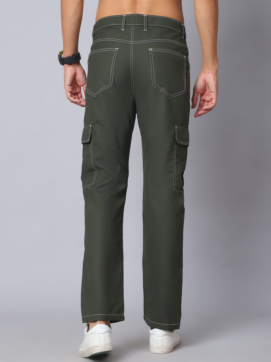 Indian needle Men's Casual Cotton Blend Solid Cargo Pants - KGP_156Olive_30