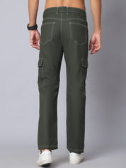 Indian needle Men's Casual Cotton Blend Solid Cargo Pants - KGP_156Olive_30