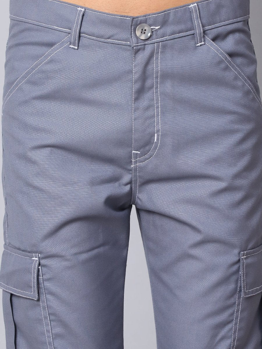 Indian needle Men's Casual Cotton Blend Solid Cargo Pants - KGP_156Light-Grey_30