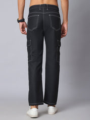 Indian needle Men's Casual Cotton Blend Solid Cargo Pants - KGP_156Black_30