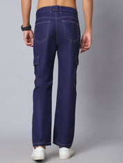 Indian needle Men's Casual Cotton Blend Solid Cargo Pants - KGP_156Navy_30