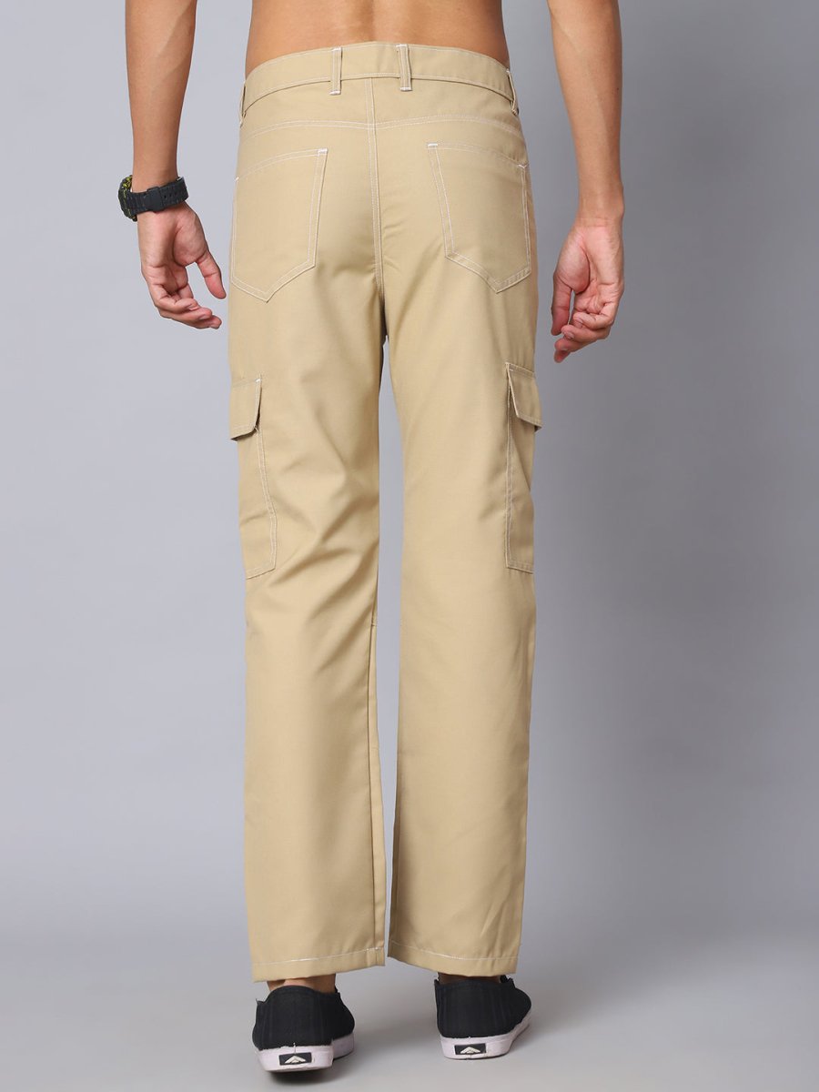 Indian needle Men's Casual Cotton Blend Solid Cargo Pants - KGP_156Beige_30