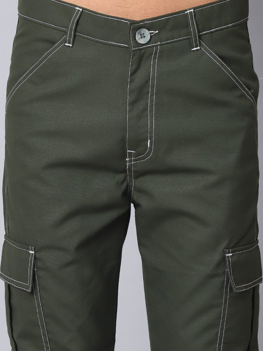 Indian needle Men's Casual Cotton Blend Solid Cargo Pants - KGP_156Olive_30