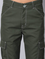 Indian needle Men's Casual Cotton Blend Solid Cargo Pants - KGP_156Olive_30