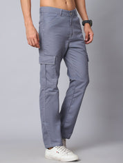 Indian needle Men's Casual Cotton Blend Solid Cargo Pants - KGP_156Light-Grey_30