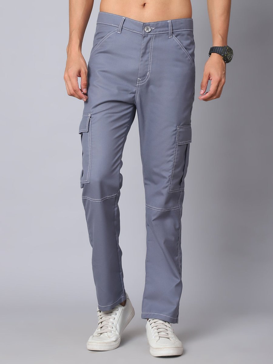 Indian needle Men's Casual Cotton Blend Solid Cargo Pants - KGP_156Light-Grey_30