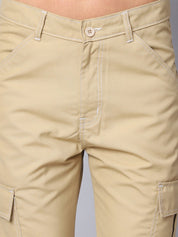 Indian needle Men's Casual Cotton Blend Solid Cargo Pants - KGP_156Beige_30