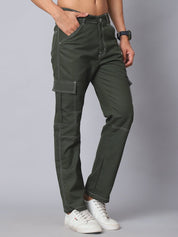 Indian needle Men's Casual Cotton Blend Solid Cargo Pants - KGP_156Olive_30