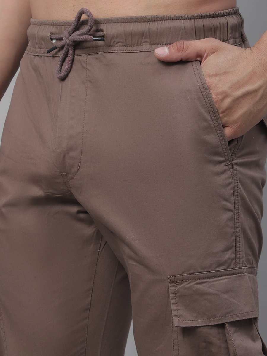 Indian Needle Men's Casual Cotton Solid Cargo Pants - KGP_155Brown_30