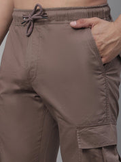 Indian Needle Men's Casual Cotton Solid Cargo Pants - KGP_155Brown_30