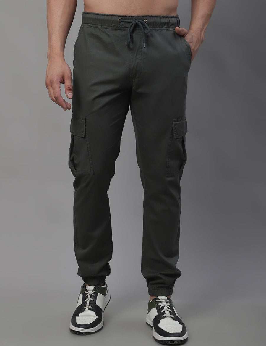 Indian Needle Men's Casual Cotton Solid Cargo Pants - KGP_155Grey_30